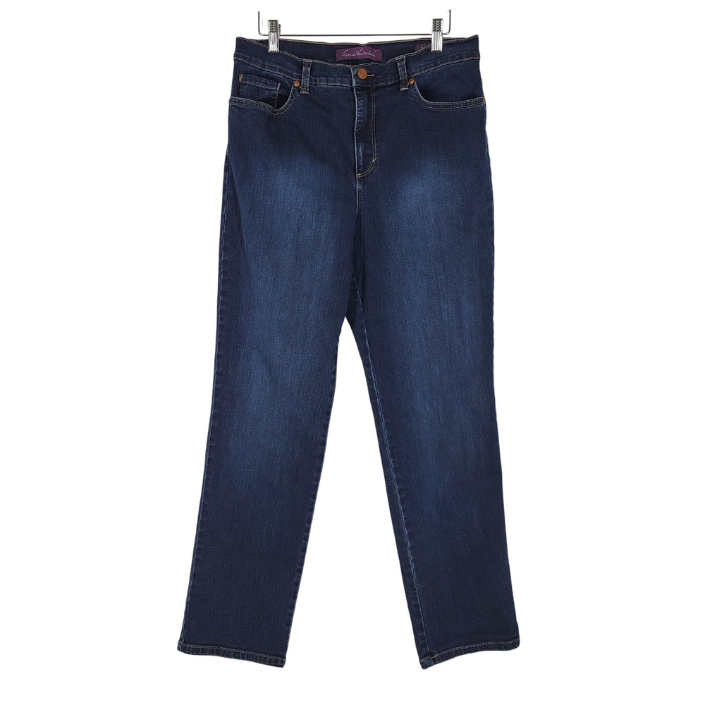 Gloria Vanderbilt Amanda Jeans Womens 12 Dark Blue High Rise Straight Leg Denim